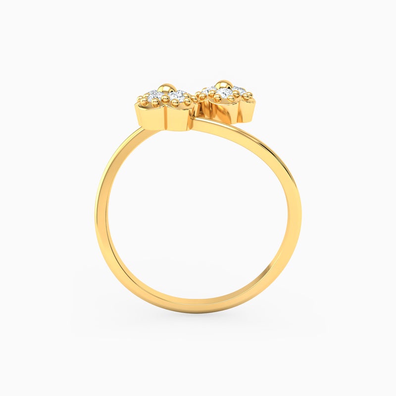 lazurde Flower Cubic Zirconia Two Headed Ring in 18K Gold - Image 4